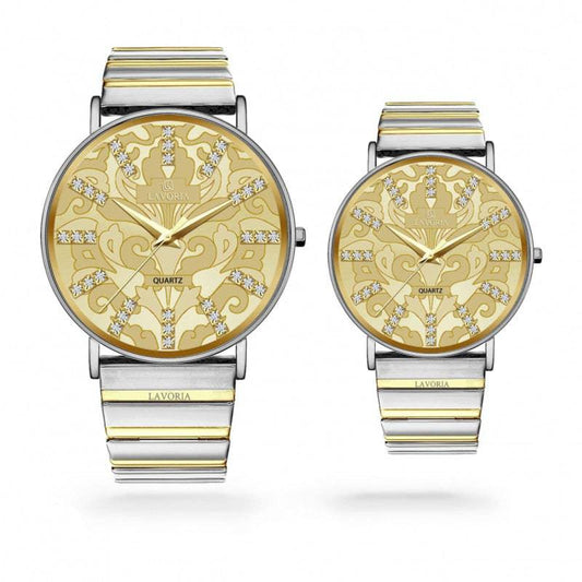 طقم ساعة نسائي ورجالي  بتصميم كلاسيكي جذاب من لافوريا - Ebuy.sa