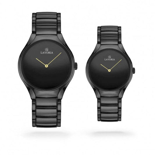 طقم ساعة نسائي ورجالي  بتصميم كلاسيكي من لافوريا - Ebuy.sa