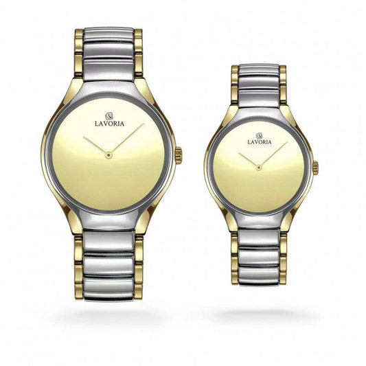 طقم ساعة نسائي ورجالي  بتصميم كلاسيكي من لافوريا - Ebuy.sa