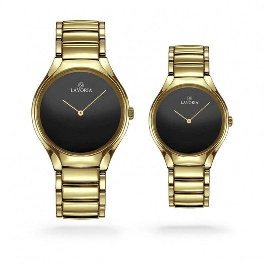 طقم ساعة نسائي ورجالي  بتصميم كلاسيكي من لافوريا - Ebuy.sa