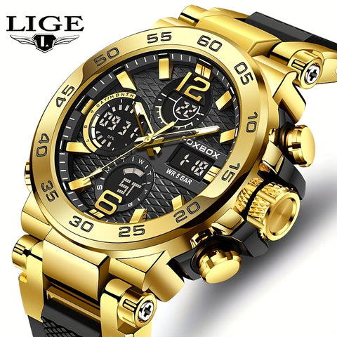 LIGE ساعة الكوارتز للأعمال من