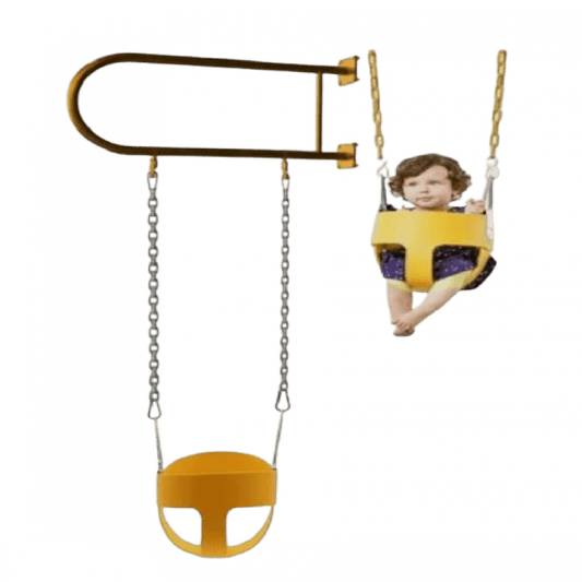 أرجوحة حائط حديدية مع مقعد وسلاسل للأنشطة الخارجية بمقعد شديد التحمل مع قضيب حديدي، سلسلة مغطاة بالبلاستيك وخطافات مثبتة على الحائط الجانبي (أصفر) - Ebuy.sa