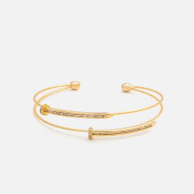 سوار مطلي بالذهب وفصوص الزركون - Ebuy.sa