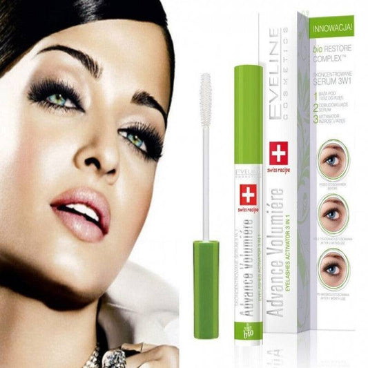 ايفيلين - سيروم معزز نمو الرموش المكثف والمركز 3*1، يحفز الرموش وطبقة الماسكارا التمهيدية - 10 مل - Ebuy.sa