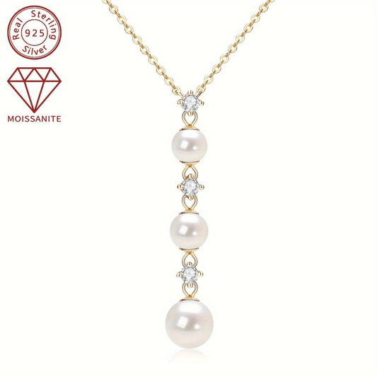 عقد أنيق بتصميم لؤلؤي للنساء مصنوع من فضة إسترلينية عيار 925 - Ebuy.sa