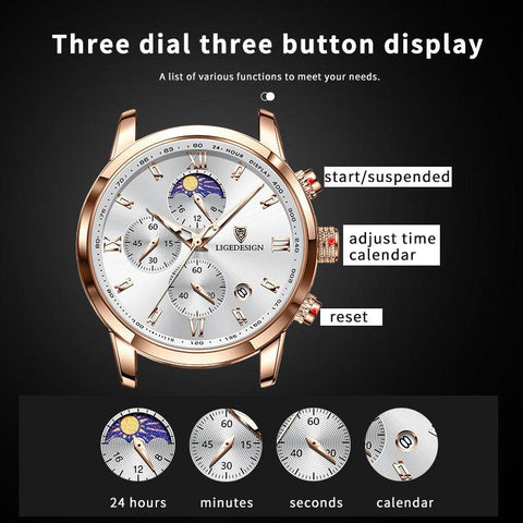 LIGE ساعة كوارتز للرجال من - Ebuy.sa