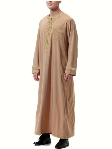 ثوب رجالي سعودي رمضاني – دِشداشة بأكمام طويلة، كندورة تقليدية للرجال، مثالية لشهر رمضان وعيد الأضحى. - Ebuy.sa