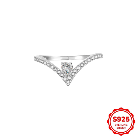 خاتم بتصميم كلاسيكي مع ترصيع بحجر زركون فضة استرلينية 925 - Ebuy.sa
