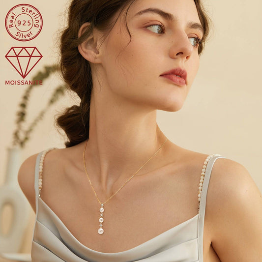 عقد أنيق بتصميم لؤلؤي للنساء مصنوع من فضة إسترلينية عيار 925 - Ebuy.sa