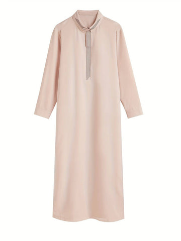 ثوب عربي رجالي كاجوال – رمادي فاتح مع خطوط سوداء أنيقة - Ebuy.sa