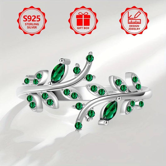 خاتم على شكل ورقة مصنوع من فضة عيار 925 - Ebuy.sa