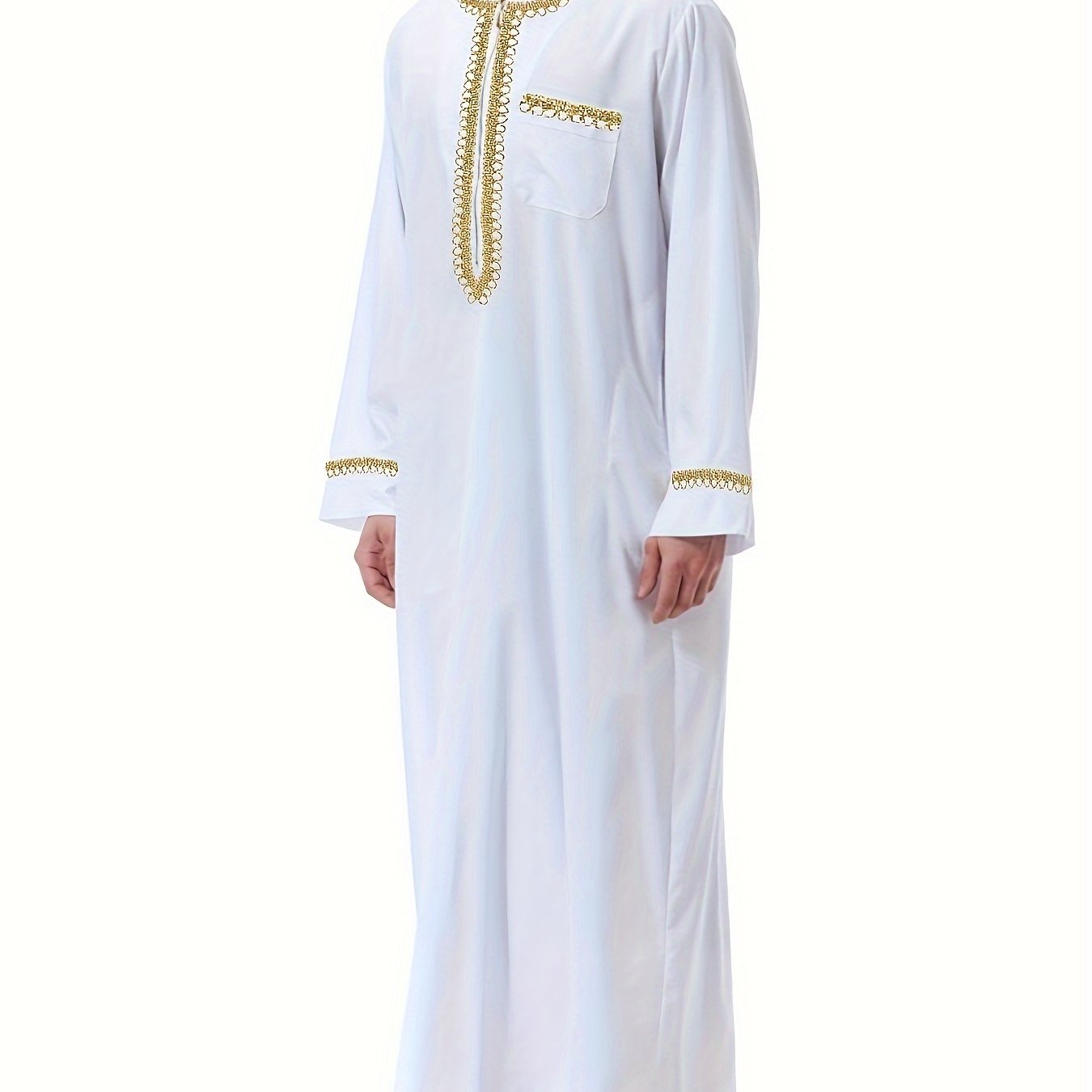 ثوب رجالي سعودي رمضاني – دِشداشة بأكمام طويلة، كندورة تقليدية للرجال، مثالية لشهر رمضان وعيد الأضحى.