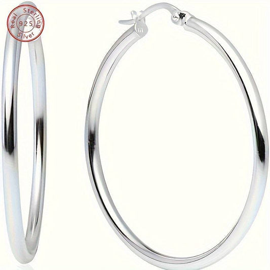 قرط حلق دائري للنساء من الفضة الاسترلينية 925 - Ebuy.sa