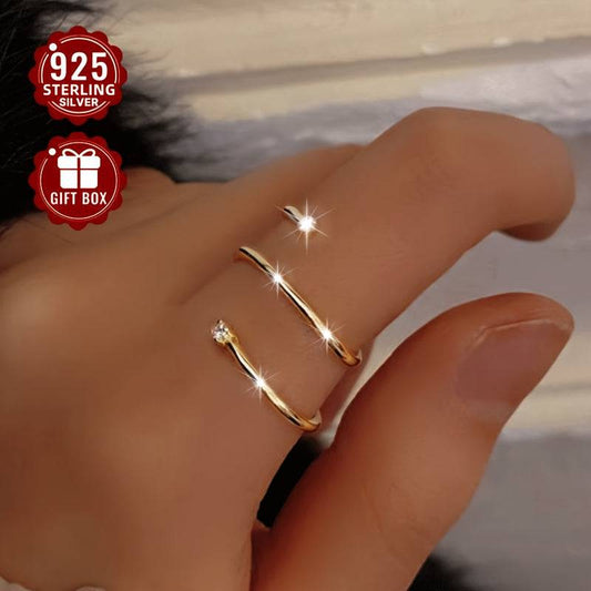 قطعة خاتم فضة 925 أنيق قابل للتعديل للنساء - Ebuy.sa