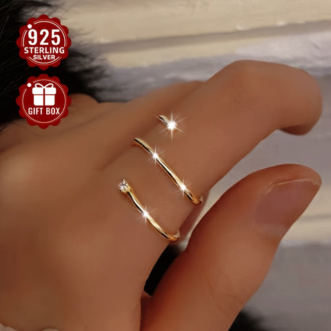 قطعة خاتم فضة 925 أنيق قابل للتعديل للنساء