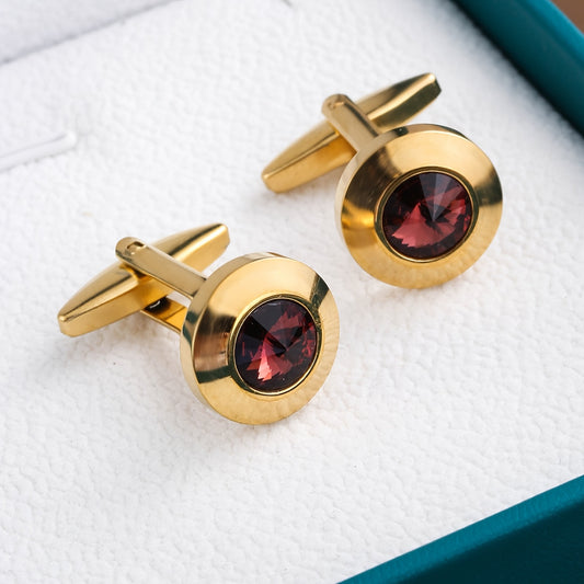 كبك رجالي أنيق على الطراز الفرنسي مع لمسات أحجار كريمة صناعية حمراء - Ebuy.sa