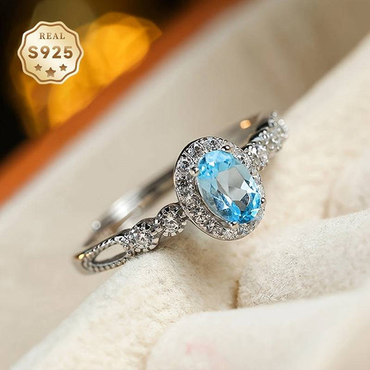 خاتم توباز نسائي مفتوح فضة استرلينية 925 - Ebuy.sa