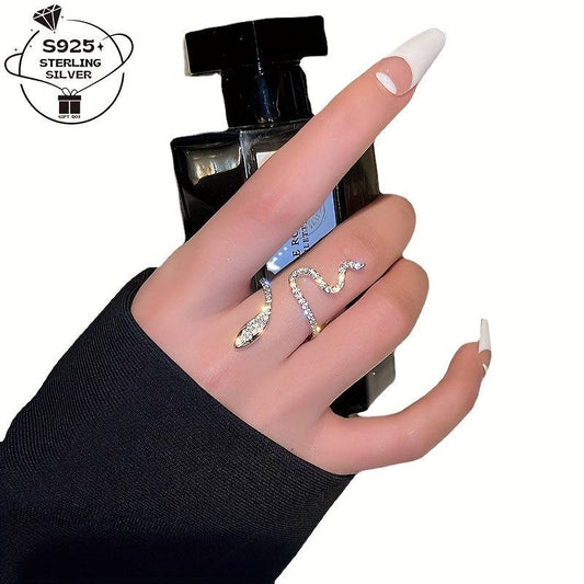 خاتم فضة عيار 925 قابل للتعديل بتصميم شكل ثعبان - Ebuy.sa