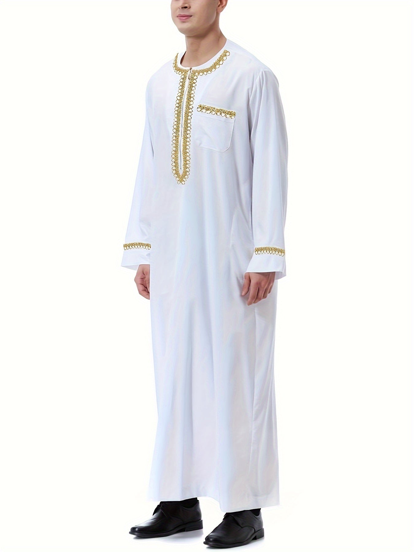 ثوب رجالي سعودي رمضاني – دِشداشة بأكمام طويلة، كندورة تقليدية للرجال، مثالية لشهر رمضان وعيد الأضحى.