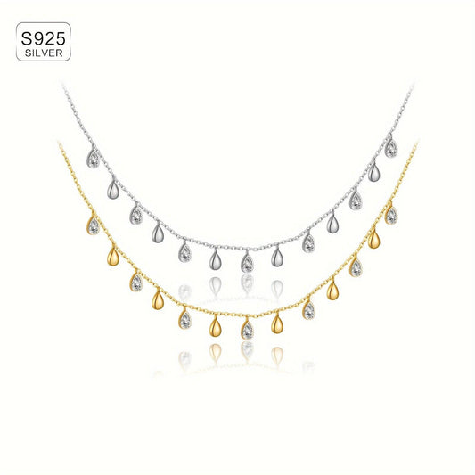 قلادة أنيقة من الفضة عيار 925 مع طلاء - Ebuy.sa