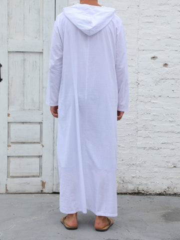 عباية رجالية كاجوال بغطاء رأس وحبل شد – بأكمام طويلة، بلون سادة، تصميم واسع على شكل حرف A، مثالية لجميع المواسم - Ebuy.sa