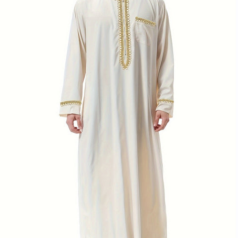 ثوب رجالي سعودي رمضاني – دِشداشة بأكمام طويلة، كندورة تقليدية للرجال، مثالية لشهر رمضان وعيد الأضحى. - Ebuy.sa