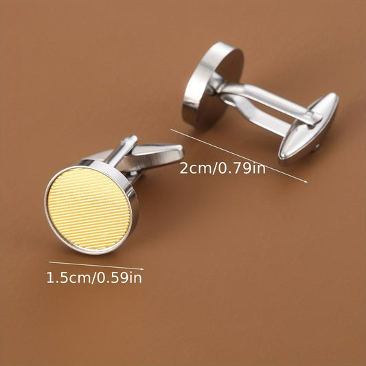 أزرار أكمام دائرية بتصميم فاخر بنقشة معدنية لإكسسوارات قميص بدلة رجالية - Ebuy.sa