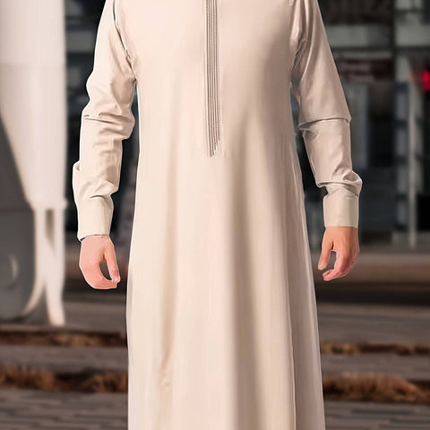 ثوب عربي رجالي كاجوال – رمادي فاتح مع خطوط سوداء أنيقة - Ebuy.sa