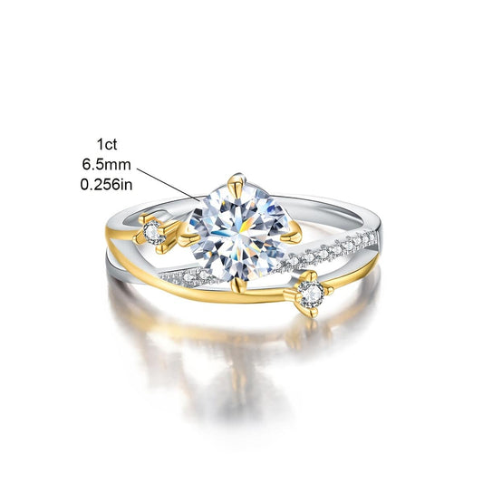 خاتم خطوبة فاخر للسيدات، مصنوع من فضة استرلينية 925 - Ebuy.sa