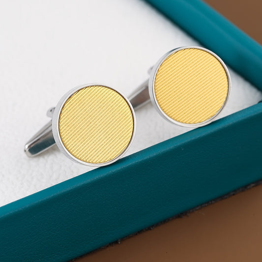 أزرار أكمام دائرية بتصميم فاخر بنقشة معدنية لإكسسوارات قميص بدلة رجالية - Ebuy.sa