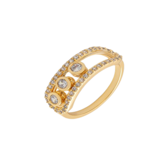 ‎ خاتم نسائي بتصميم كلاسيك بلون ذهبي - Ebuy.sa