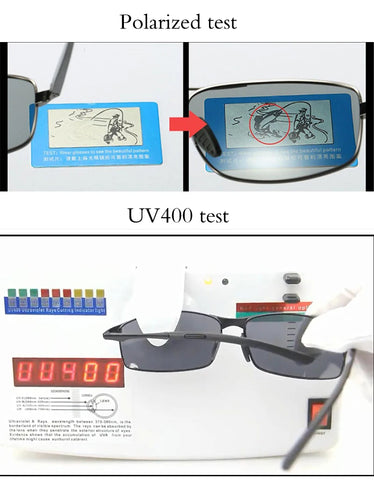 نظارة شمسية مستطيلة مستقطبة للرجال والنساء بإطار معدني أنيق UV400