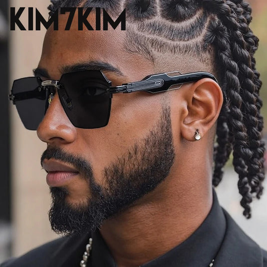 نظارة شمسية بدون إطار بتصميم بوليجون عصري حماية UV400