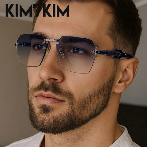 نظارة شمسية بدون إطار بتصميم بوليجون عصري حماية UV400