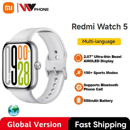 ساعة شاومي Xiaomi Redmi Watch 5 ذكية بشاشة AMOLED واتصال بلوتوث - Ebuy.sa