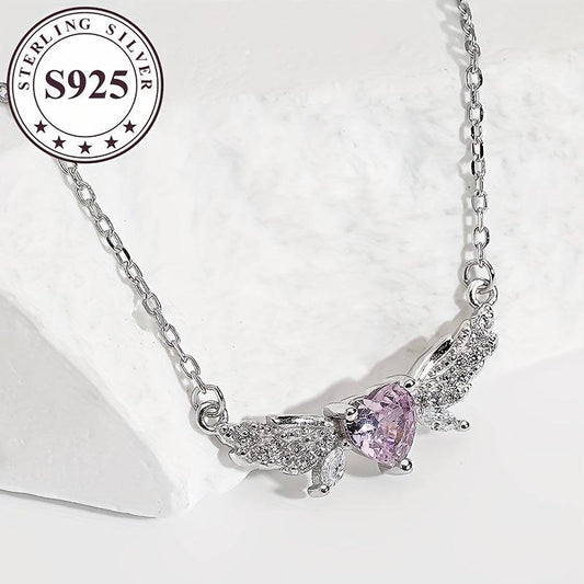 قلادة قلب بجناح ناعم من الفضة الإسترلينية 925 - Ebuy.sa