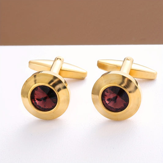 كبك رجالي أنيق على الطراز الفرنسي مع لمسات أحجار كريمة صناعية حمراء - Ebuy.sa