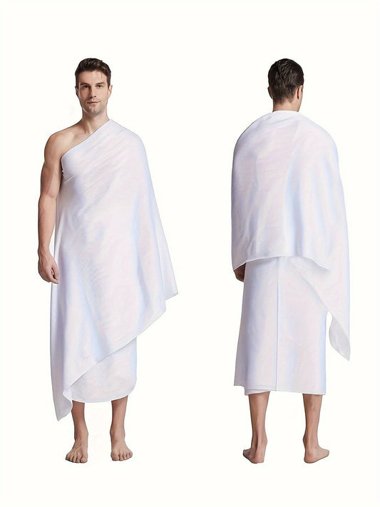 طقم ٢ قطعة منشفة صلاة للرجال – إحرام أبيض تقليدي - Ebuy.sa