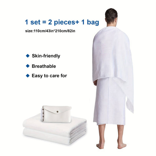 طقم إحرام رجالي ٢ قطعة + شنطة تخزين أنيقة - Ebuy.sa