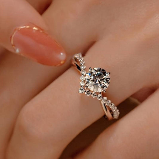 خاتم مويسانيتي  قيراط بحجر واحد فضة استرلينية 925 - Ebuy.sa