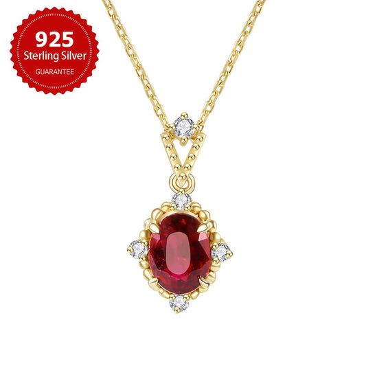 قلادة فاخرة حمراء بتصميم فينتاج – فضة استرلينية 925 - Ebuy.sa