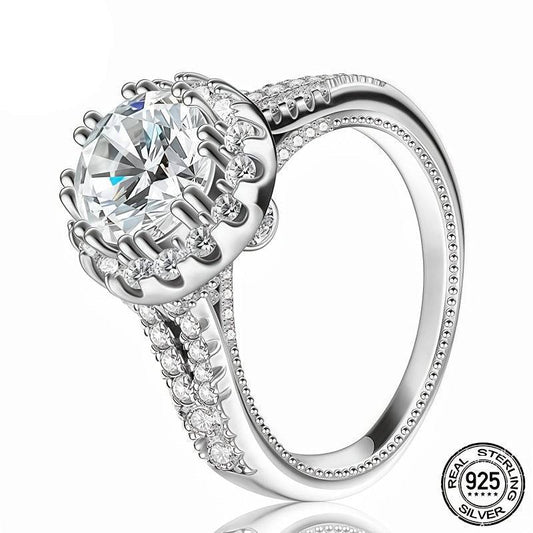 خاتم مويسانيت بتصميم عصري 2 قيراط من فضة استرلينية 925 - Ebuy.sa