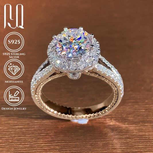 خاتم مويسانيت بتصميم عصري 2 قيراط من فضة استرلينية 925 - Ebuy.sa