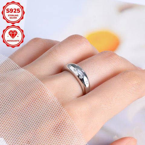 خاتم مويزانايت واحد للنساء من الفضة الإسترلينية 925