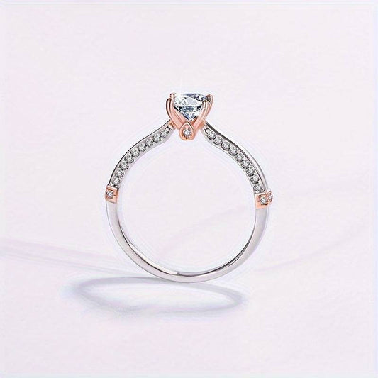 خاتم فضة استرلينية مع مويسانيت 0.5 قيراط للنساء - Ebuy.sa