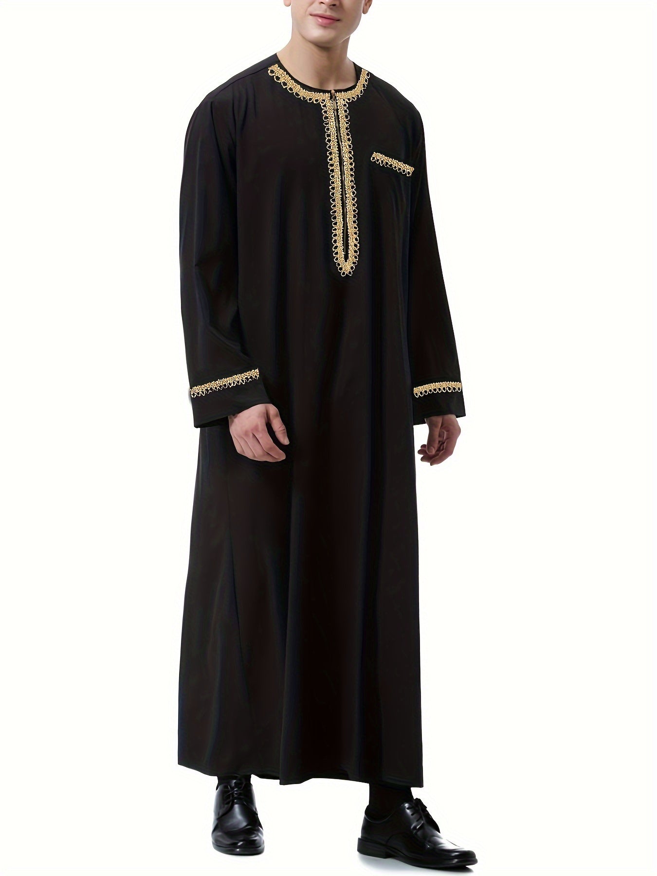 ثوب رجالي سعودي رمضاني – دِشداشة بأكمام طويلة، كندورة تقليدية للرجال، مثالية لشهر رمضان وعيد الأضحى.