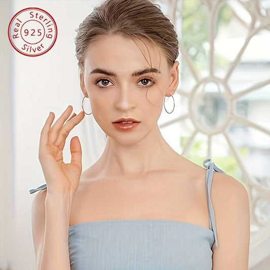 قرط حلق دائري للنساء من الفضة الاسترلينية 925 - Ebuy.sa