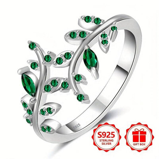 خاتم على شكل ورقة مصنوع من فضة عيار 925 - Ebuy.sa