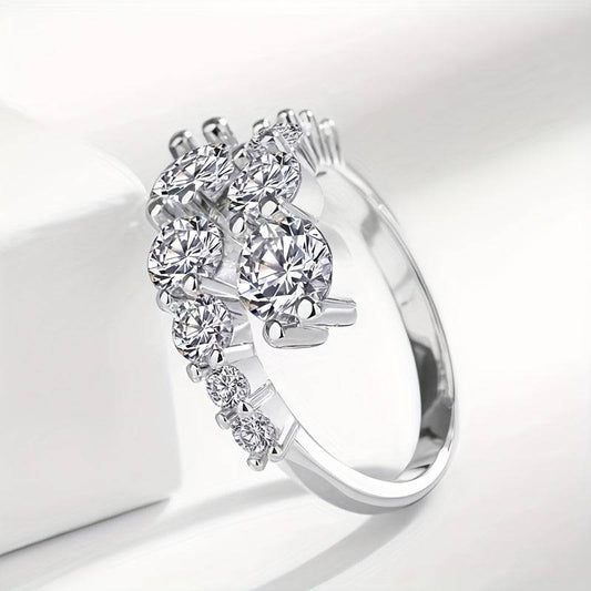 خاتم مويسانيت مفتوح 925 فضة استرلينية - Ebuy.sa