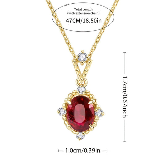 قلادة فاخرة حمراء بتصميم فينتاج – فضة استرلينية 925 - Ebuy.sa